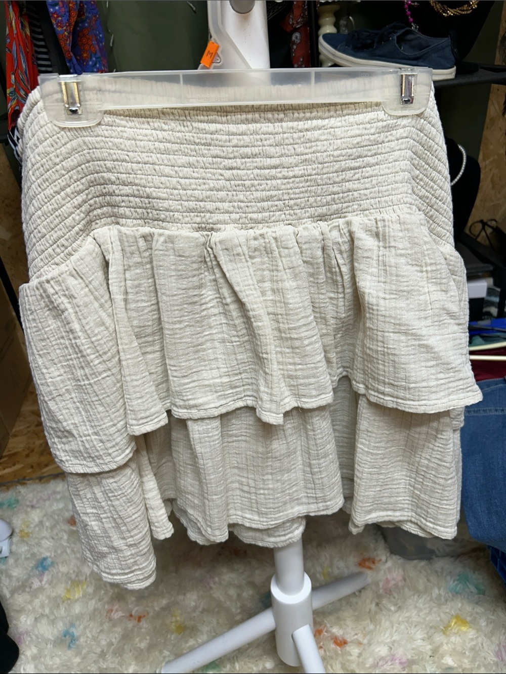 Universal Thread Cream Tiered Smocked Waist Skirt Size 3X